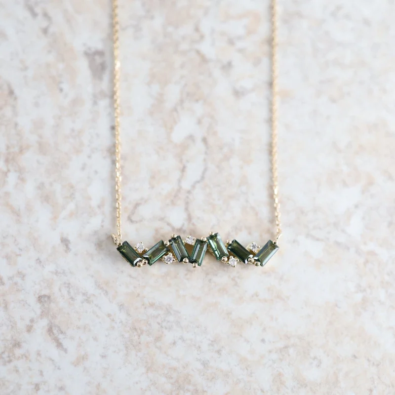 Gold Frenesia Green Envy Topaz Bar Necklace