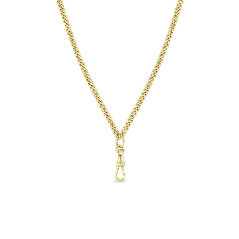 14k Gold Small Curb Chain Necklace with Fob Clasp