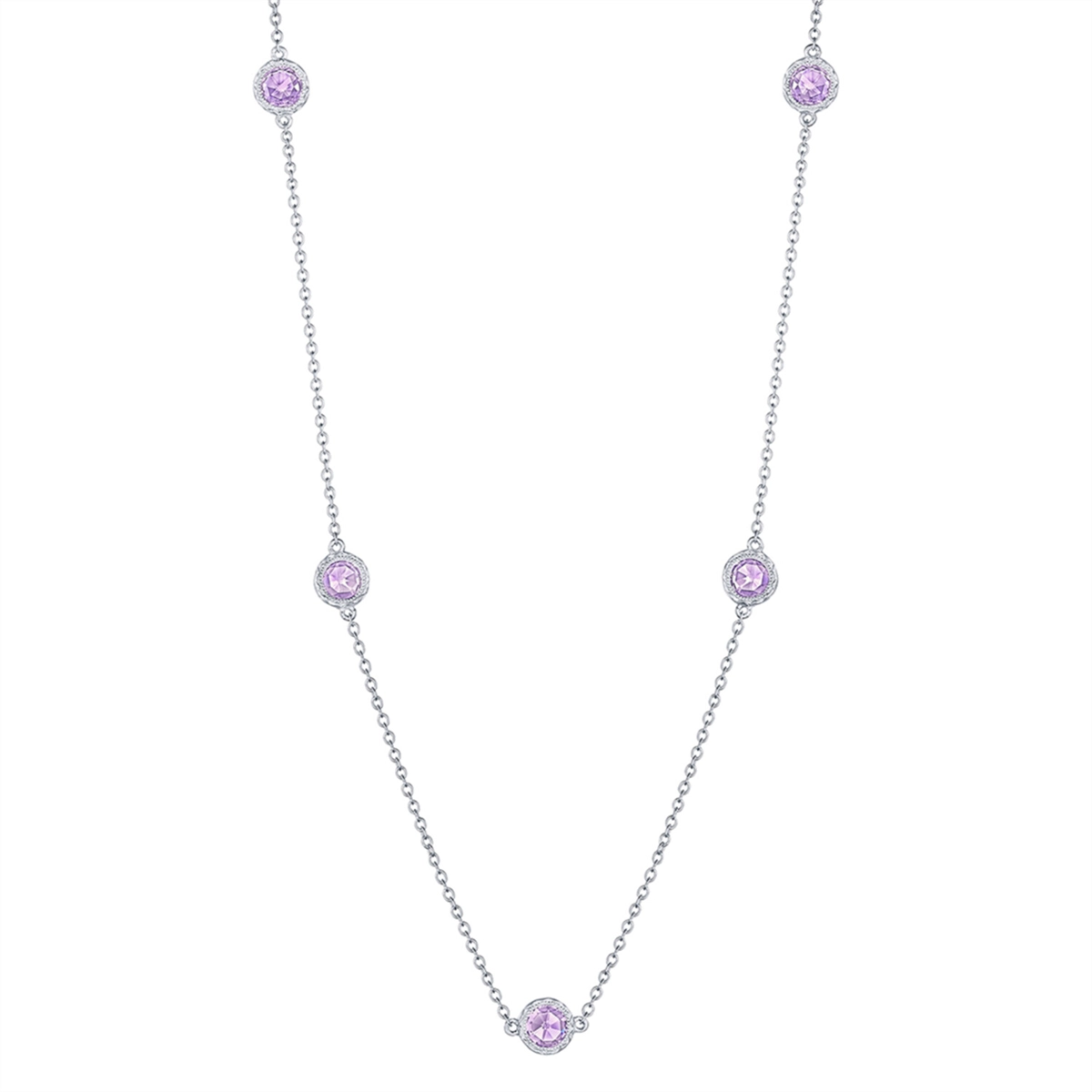 Tacori Sterling Silver 5 Station Rose Amethyst 17in Necklace