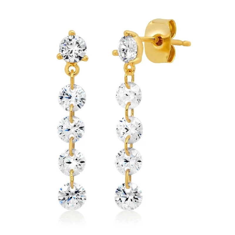 Gold Plated Multiple Unset Cz Drop Earrings