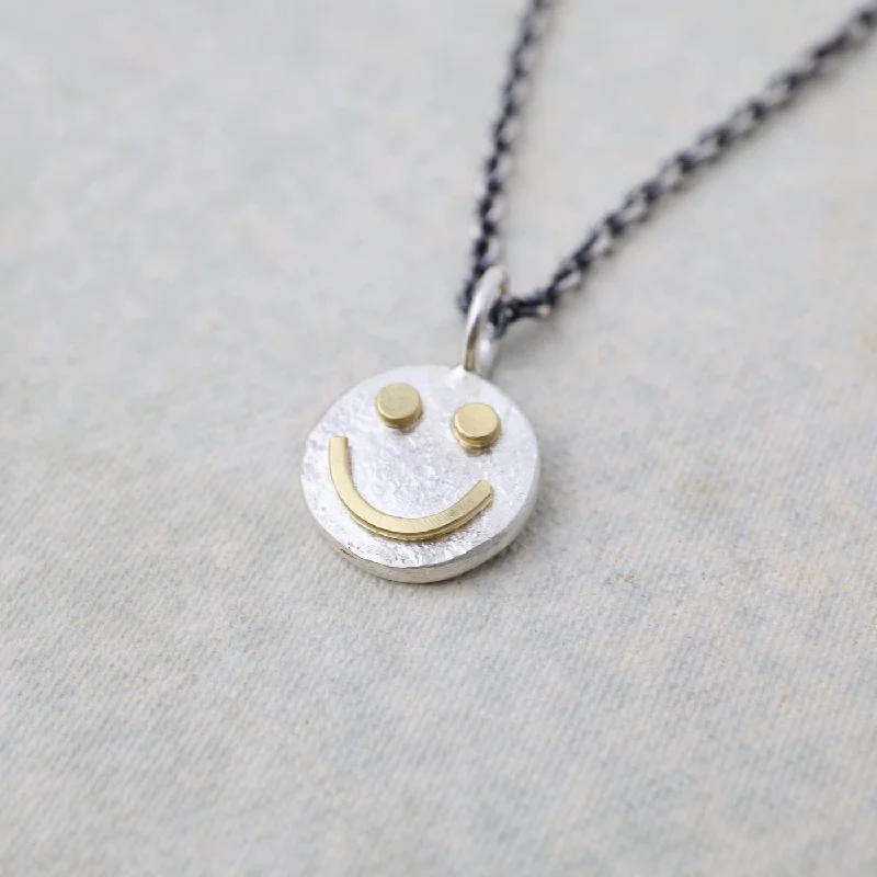 Tiny Happy Face Necklace in Sterling Silver